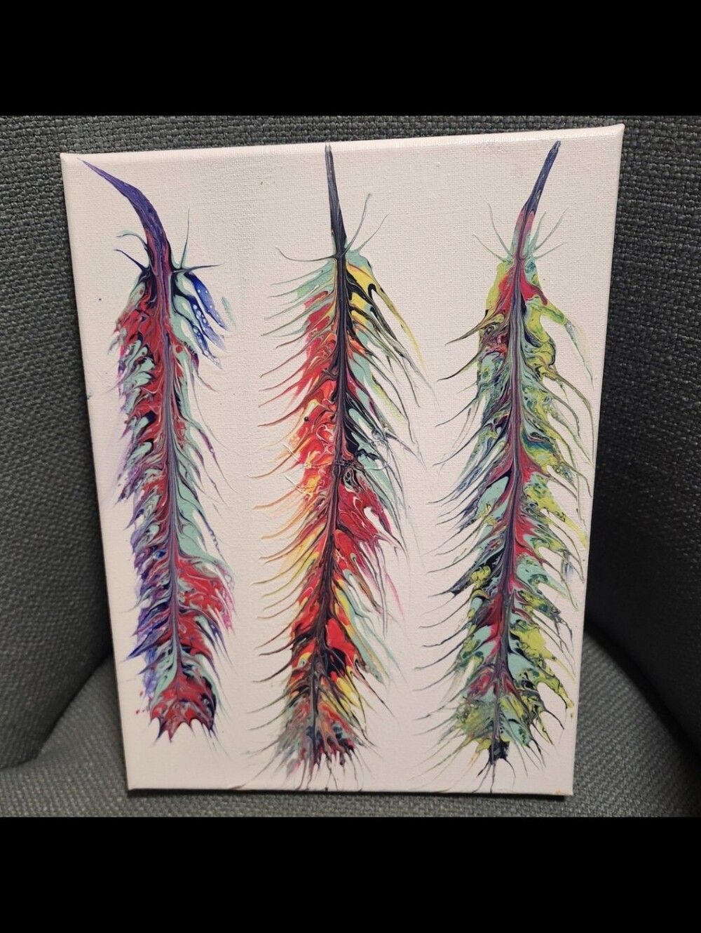 Abstract Feather Trio Canvas - Multicolor